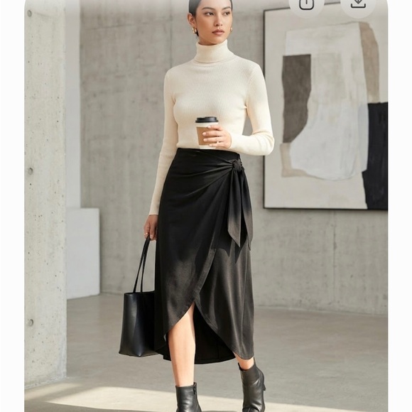 witsmile Dresses & Skirts - Wit smile Chic Black High-Low Wrap Skirt with Side Knot Size M NWT